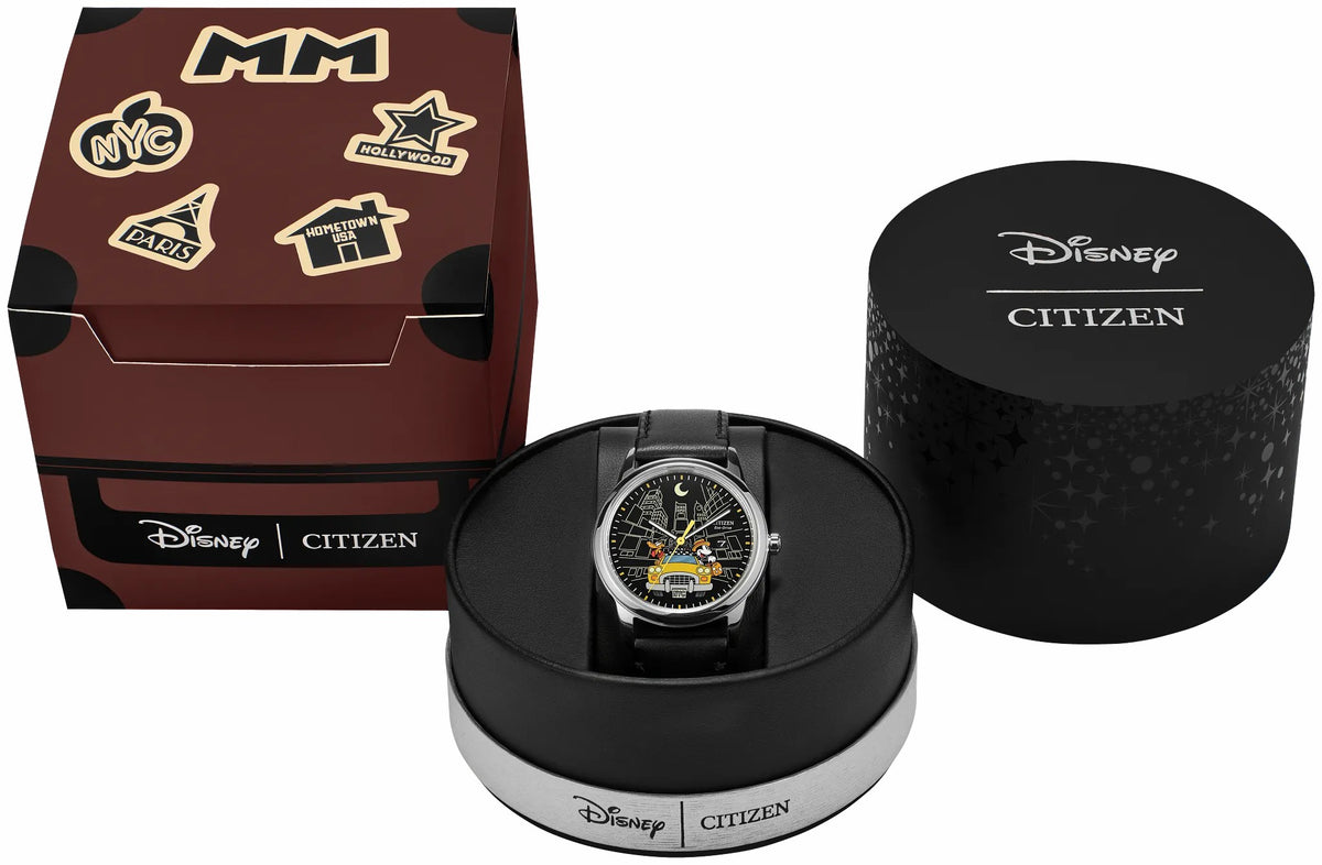 Citizen Trusted - Mickey Mouse & Pluto Take NYC Black Dial Leather Strap AW1860-01W