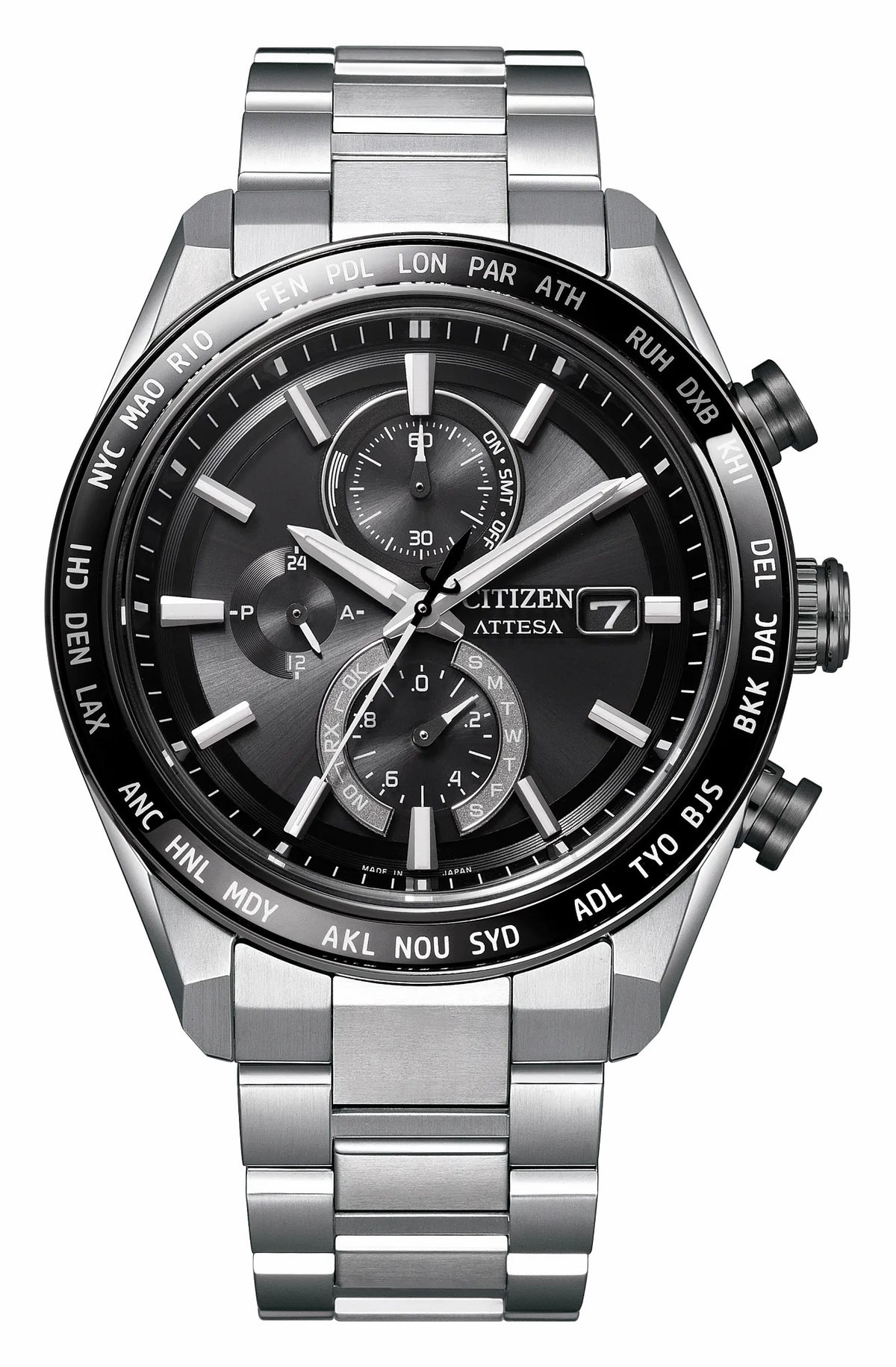 Citizen Value - ATTESA Black Dial Super Titanium with DLC Coating Bracelet AT8295-56E