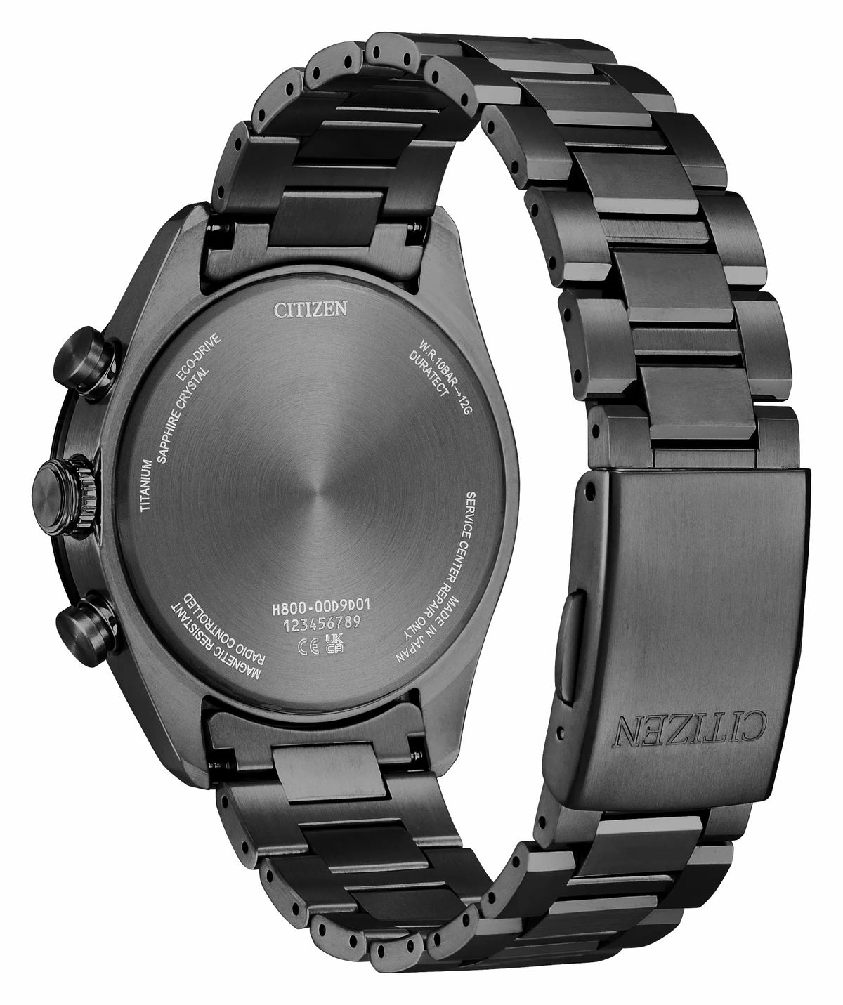 Citizen Sale - ATTESA Black Dial Super Titanium with DLC Coating Bracelet AT8294-59E