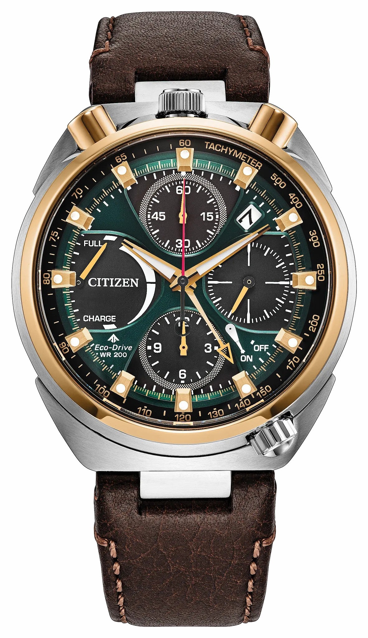 Citizen New - Promaster Tsuno Chrono Racer Green Dial Leather Strap AV0104-06W