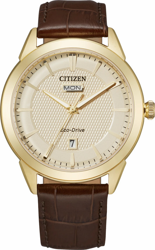 Citizen Quality - Rolan Champagne Dial Leather Strap AW0092-07Q