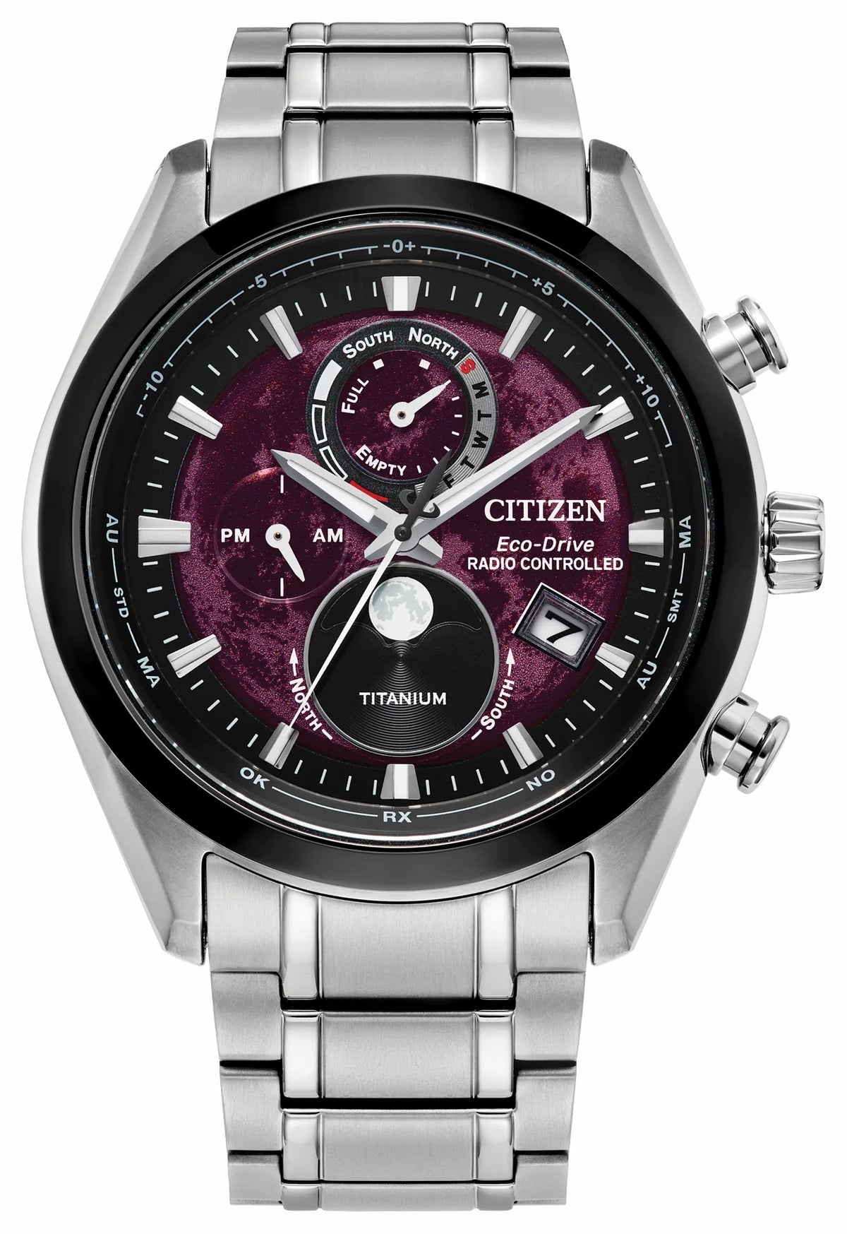 Citizen Featured - Tsuki-yomi A-T Red Dial Super Titanium Bracelet BY1018-55X