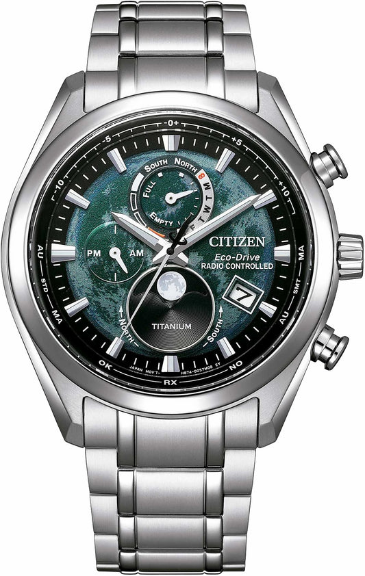 Citizen Smart Buy - Tsuki-yomi A-T Green Dial Super Titanium Bracelet BY1010-57X