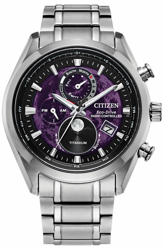 Citizen Exclusive - Tsuki-Yomi A-T Purple Dial Super Titanium Bracelet BY1010-81Z