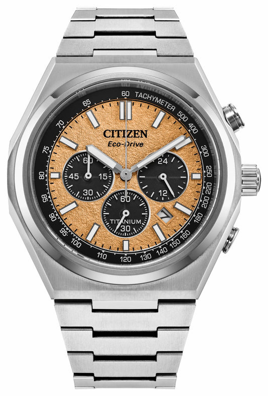 Citizen Deals - Zenshin Chrono Salmon Dial Super Titanium Bracelet CA4610-85Z