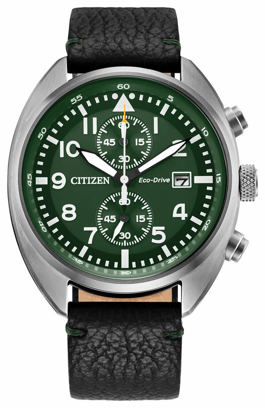 Citizen Smart Buy - Sport Casual Green Dial Leather Strap CA7041-07X