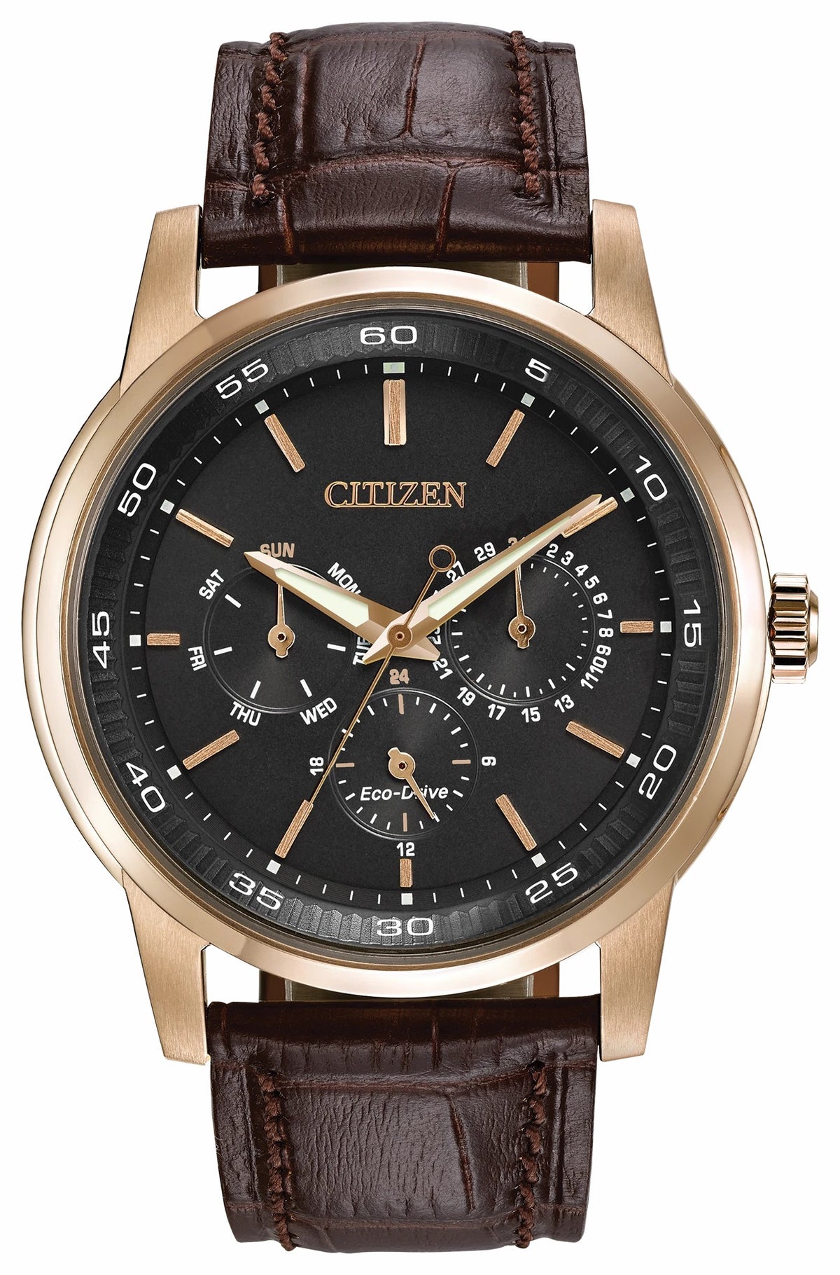 Citizen Discount - Corso - Men's Eco-Drive BU2013-08E Rose Gold Leather Watch