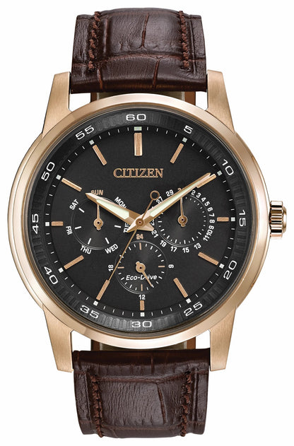 Citizen Discount - Corso - Men's Eco-Drive BU2013-08E Rose Gold Leather Watch