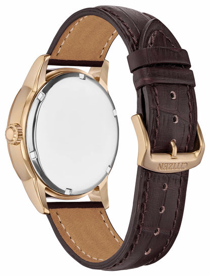 Citizen Discount - Corso - Men's Eco-Drive BU2013-08E Rose Gold Leather Watch