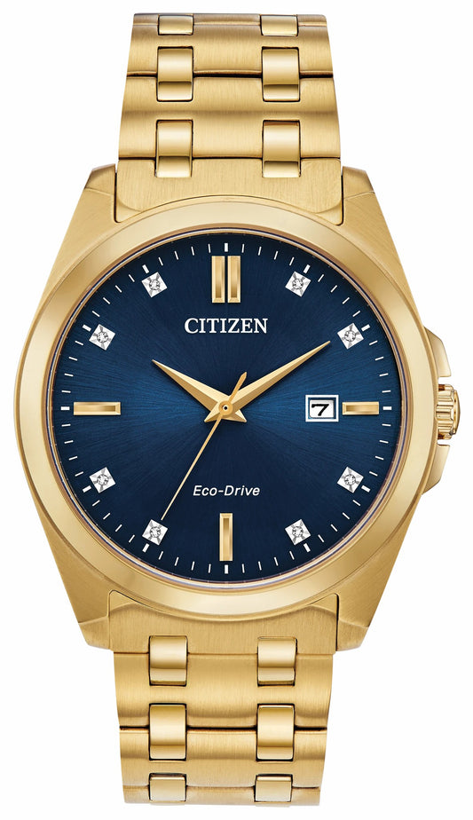 Citizen Special Offer - Citizen Peyten Eco-Drive Blue Dial Gold Stainless Steel Watch
