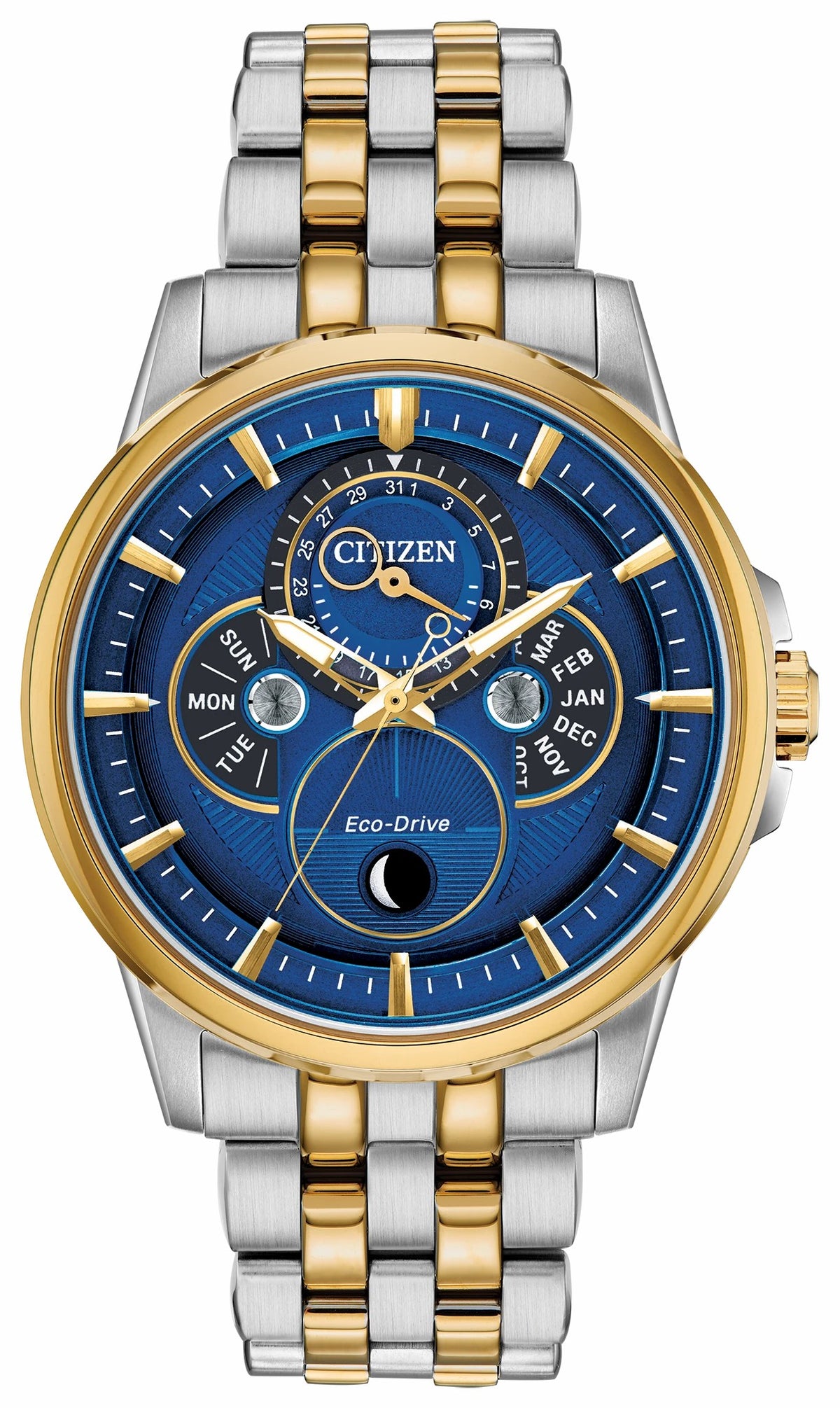 Citizen Exclusive - Citizen Calendrier Moonphase Men's Eco-Drive Blue Dial Watch