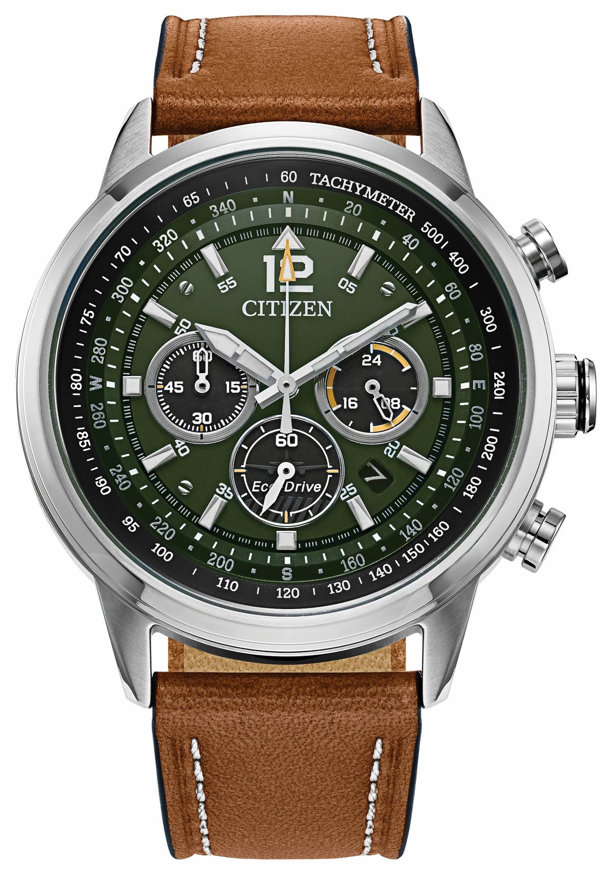 Citizen Discount - Avion Green Dial Leather Strap CA4477-08X