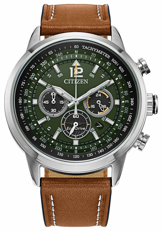 Citizen Discount - Avion Green Dial Leather Strap CA4477-08X