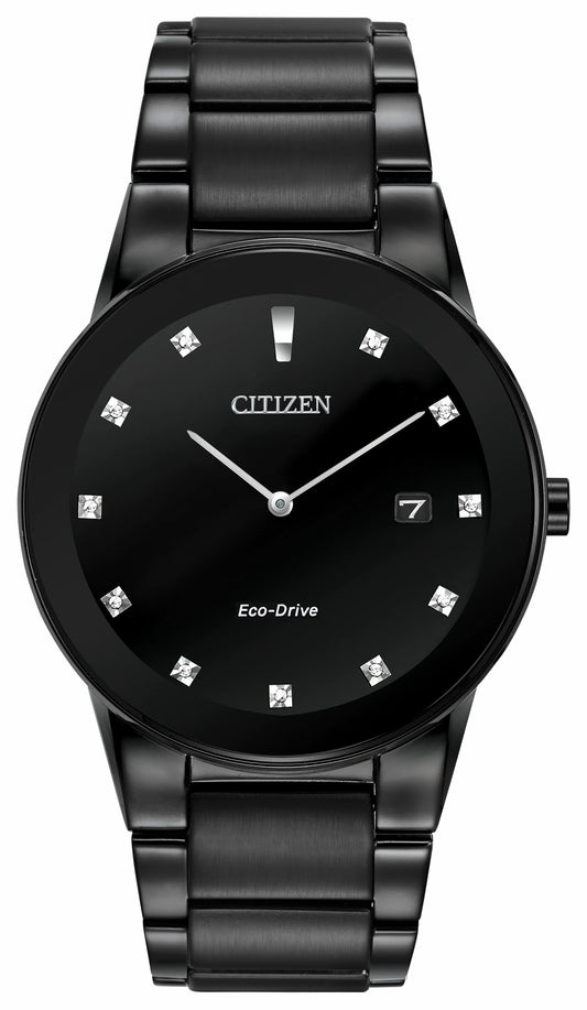 Citizen Great Value - Axiom - Men's Eco-Drive AU1065-58G Black Steel Diamond Watch