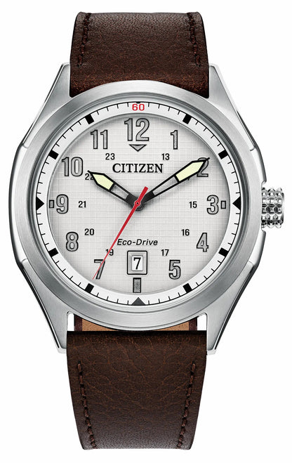 Citizen Best Price - Terra Force Silver-Tone Dial Leather Strap AW1890-19B