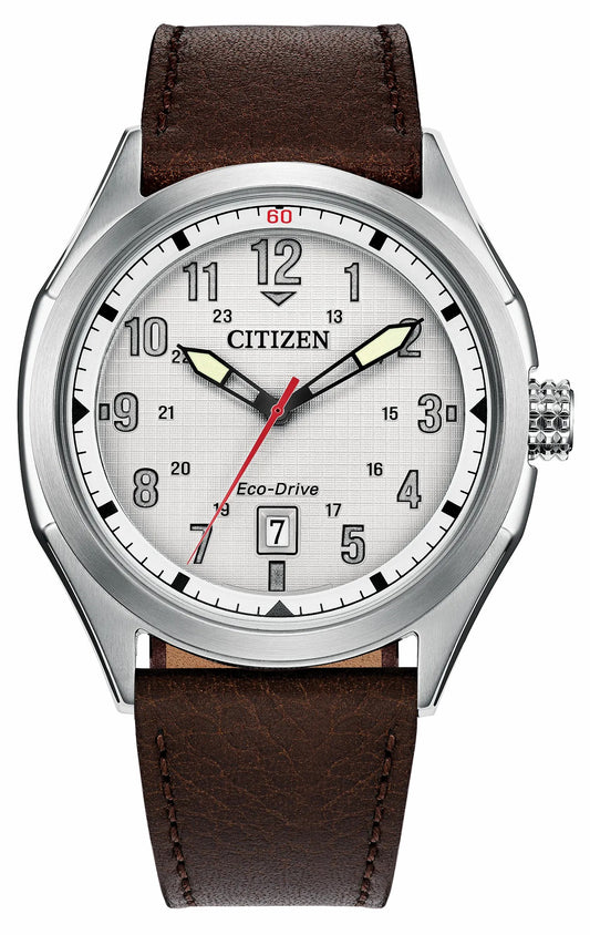 Citizen Best Price - Terra Force Silver-Tone Dial Leather Strap AW1890-19B