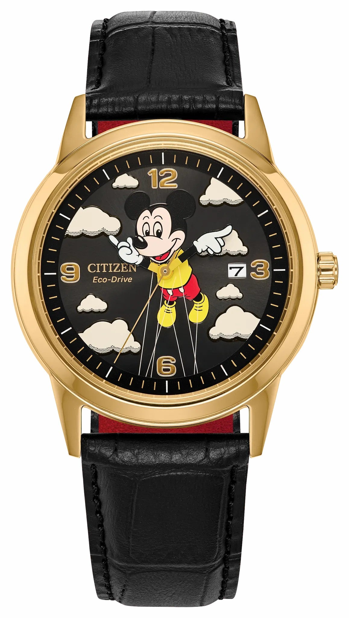 Citizen Smart Buy - Soaring High Mickey Mouse Black Dial Leather Strap AW1862-06W