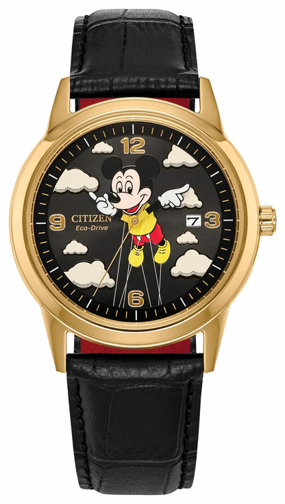 Citizen Smart Buy - Soaring High Mickey Mouse Black Dial Leather Strap AW1862-06W