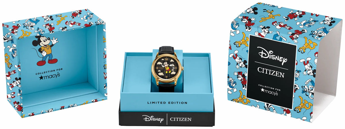 Citizen Smart Buy - Soaring High Mickey Mouse Black Dial Leather Strap AW1862-06W