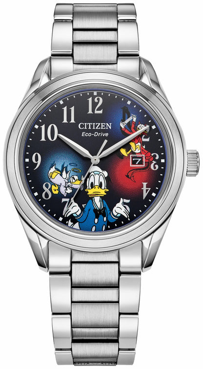 Citizen Best Seller - Feisty Donald Duck 90th Anniversary Blue Dial Stainless Steel Bracelet AW1691-66W