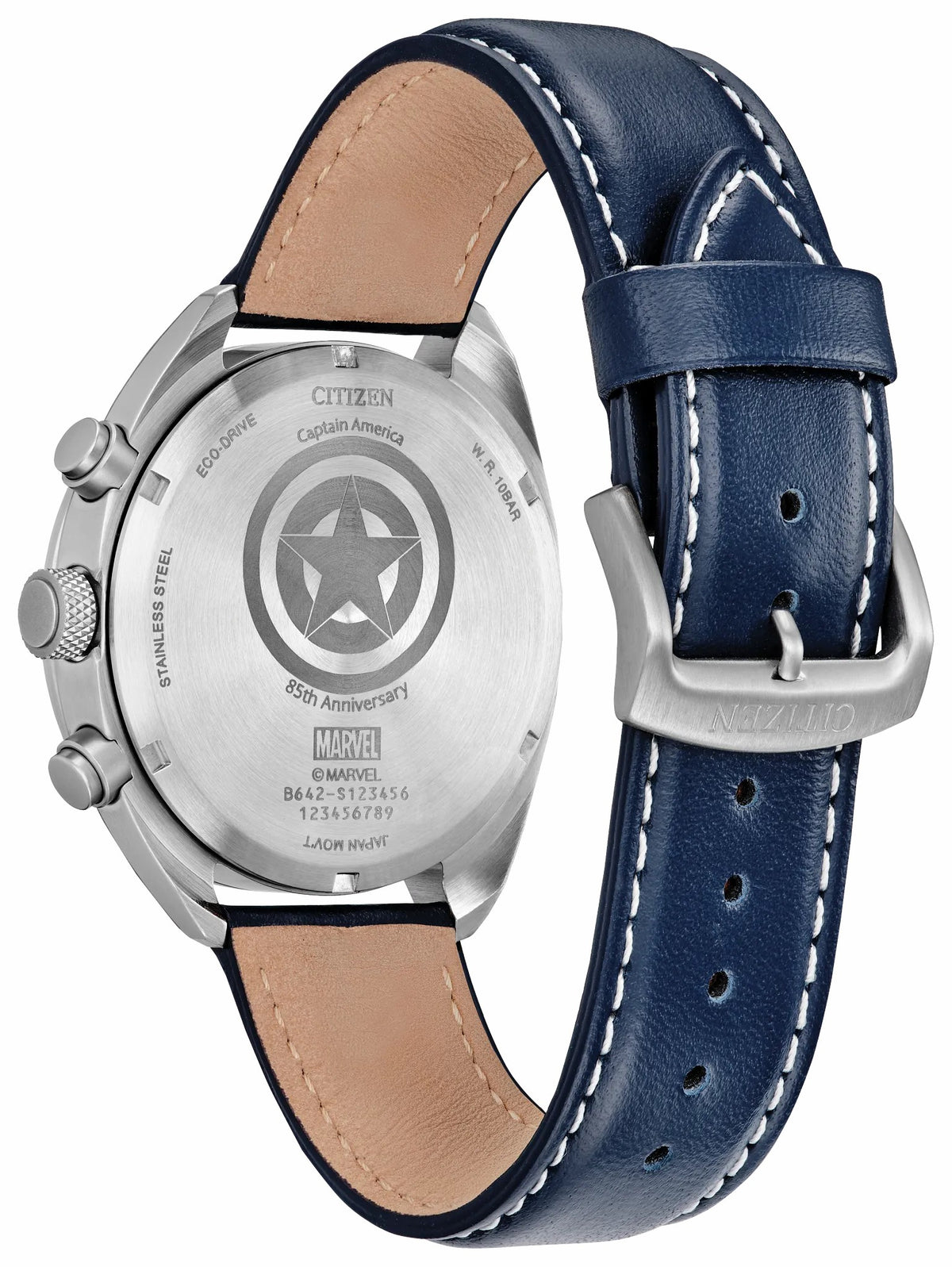 Citizen Best Seller - Captain America 85th Anniversary Blue Dial Leather Strap CA7046-46W