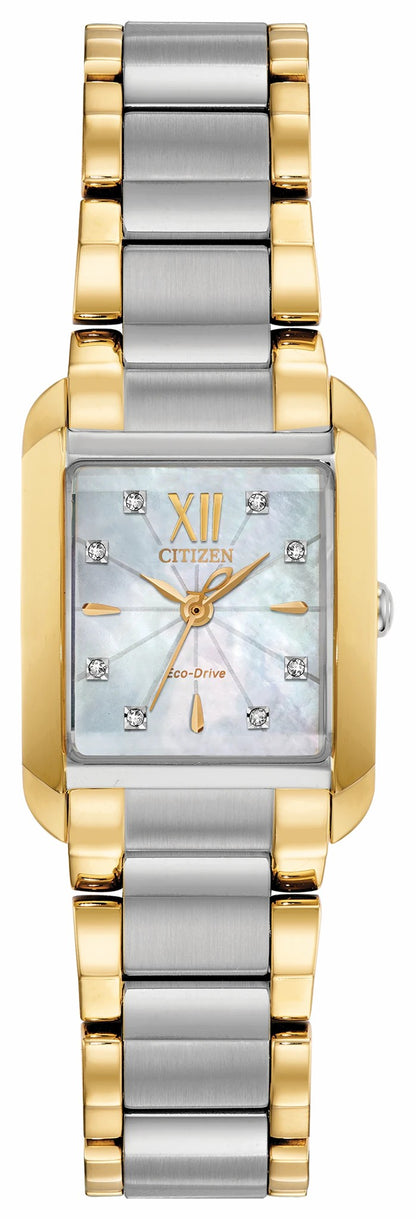 Citizen Classic - Citizen L Ladies Eco-Drive Gold White Dial Stainless Steel Watch