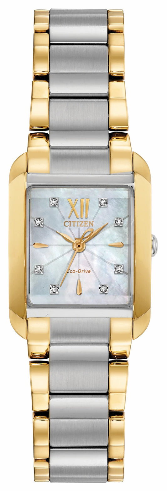 Citizen Classic - Citizen L Ladies Eco-Drive Gold White Dial Stainless Steel Watch