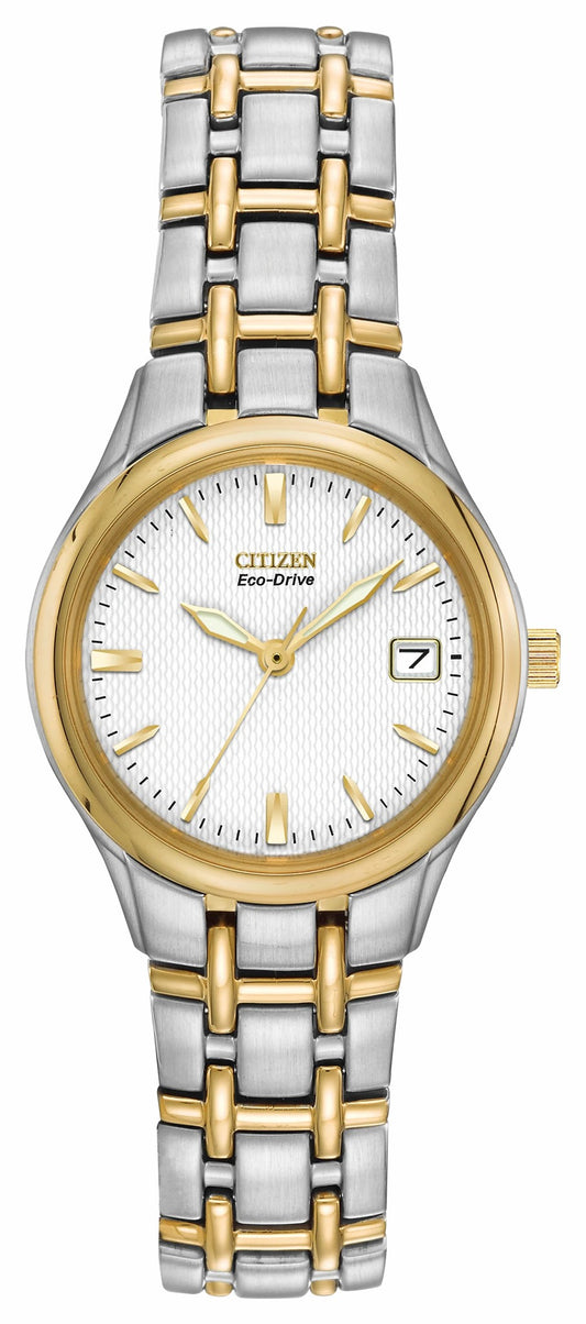 Citizen Recommended - Corso - Ladies Eco-Drive Two-Tone White Dial Date Watch