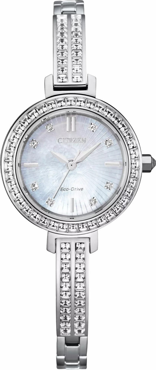 Citizen Latest - Silhouette Crystal White Dial Stainless Steel Bracelet EM0860-51D