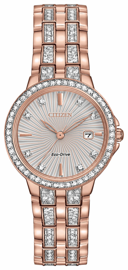 Citizen Popular - Silhouette Crystal - Ladies Eco-Drive EW2348-56A Gold Watch