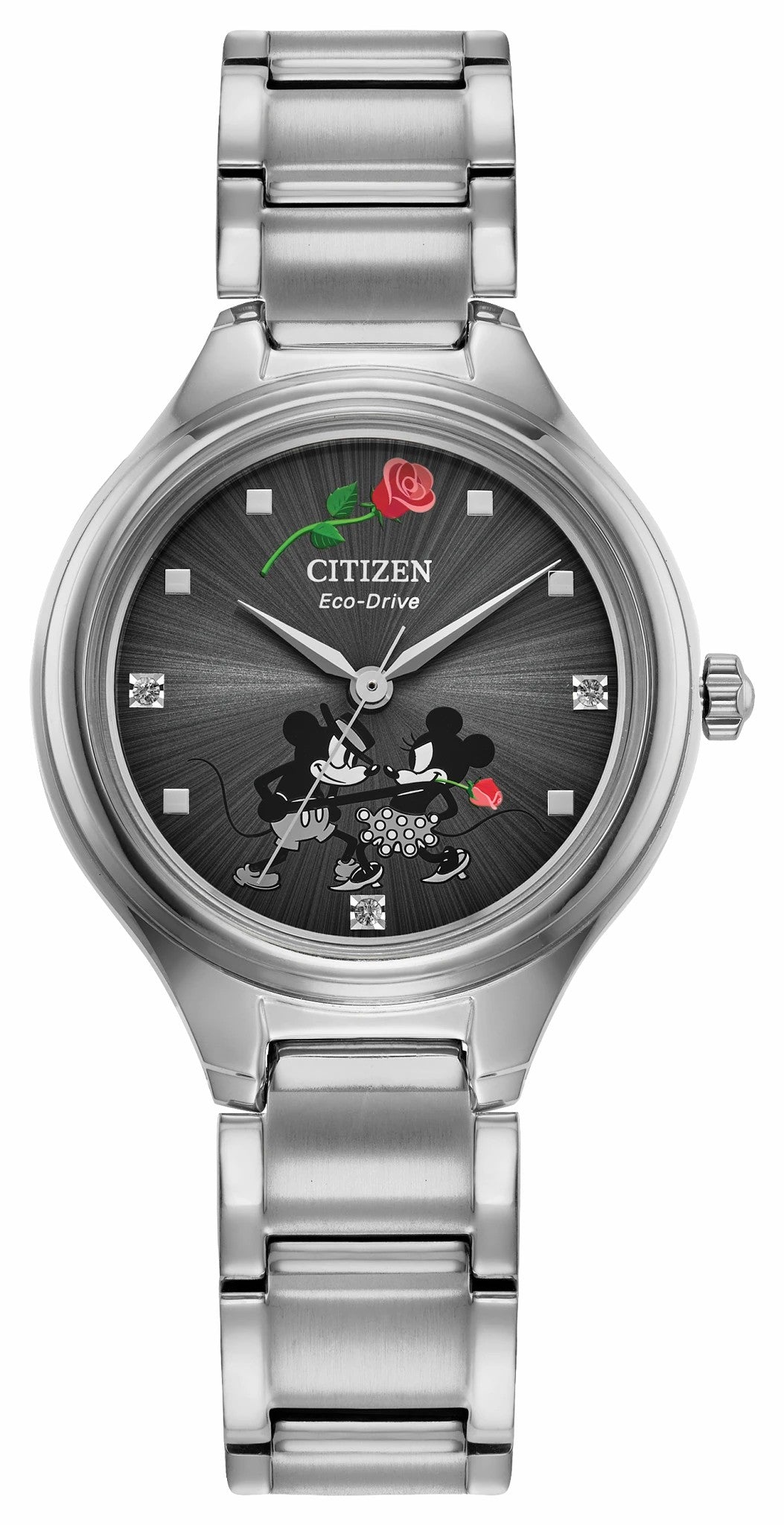 Citizen Best Price - Mickey Mouse and Minnie Mouse Tango Gray Dial Stainless Steel Bracelet FE2101-58W