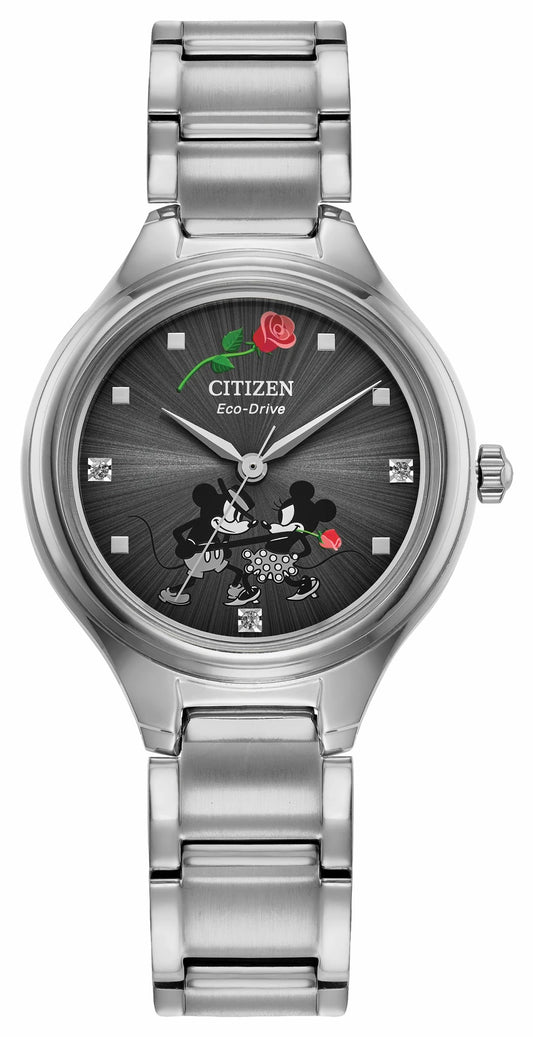 Citizen Best Price - Mickey Mouse and Minnie Mouse Tango Gray Dial Stainless Steel Bracelet FE2101-58W