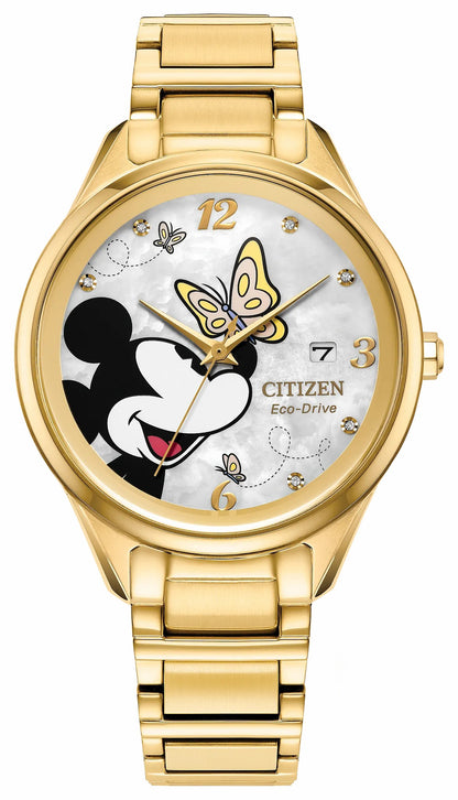 Citizen Smart Buy - Mickey Flutterby White Dial Stainless Steel Bracelet FE6192-51D