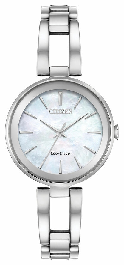 Citizen Latest - Axiom - Ladies Eco-Drive EM0630-51D Steel Pearl Dial Watch