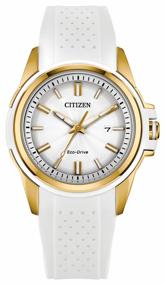 Citizen Discount - Veya Silver-Tone Dial Silicone Strap FE1262-03A