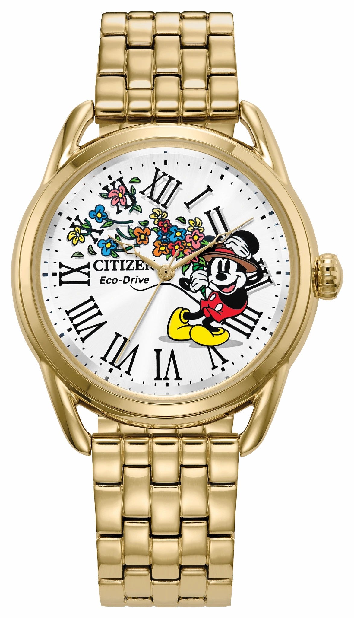 Citizen Hot Sale - Mickey Classic Silver-Tone Dial Stainless Steel Bracelet FE7093-57W