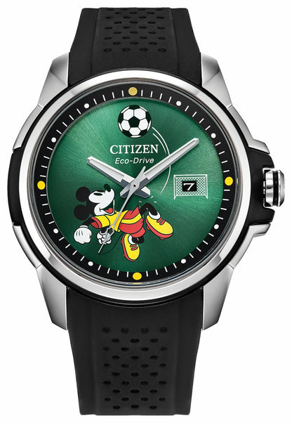 Citizen Exclusive - Mickey Mouse Goalie Green Dial Silicone Strap AW1656-08W