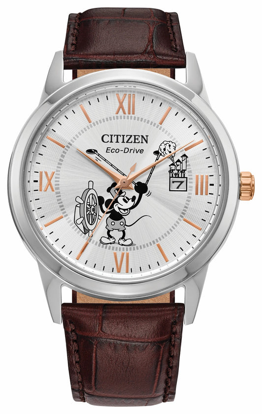 Citizen Everyday - Steamboat Willie 1928 Silver-Tone Dial Leather Strap AW1788-07W
