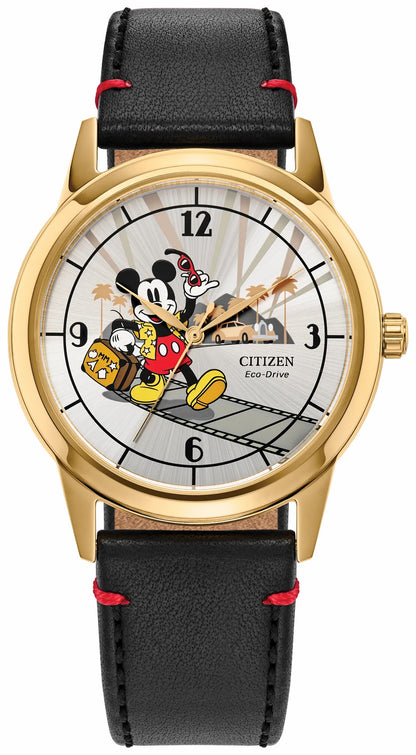 Citizen Special Offer - Mickey Mouse Takes Hollywood Silver-Tone Dial Leather Strap FE7063-07W