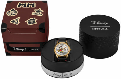 Citizen Special Offer - Mickey Mouse Takes Hollywood Silver-Tone Dial Leather Strap FE7063-07W