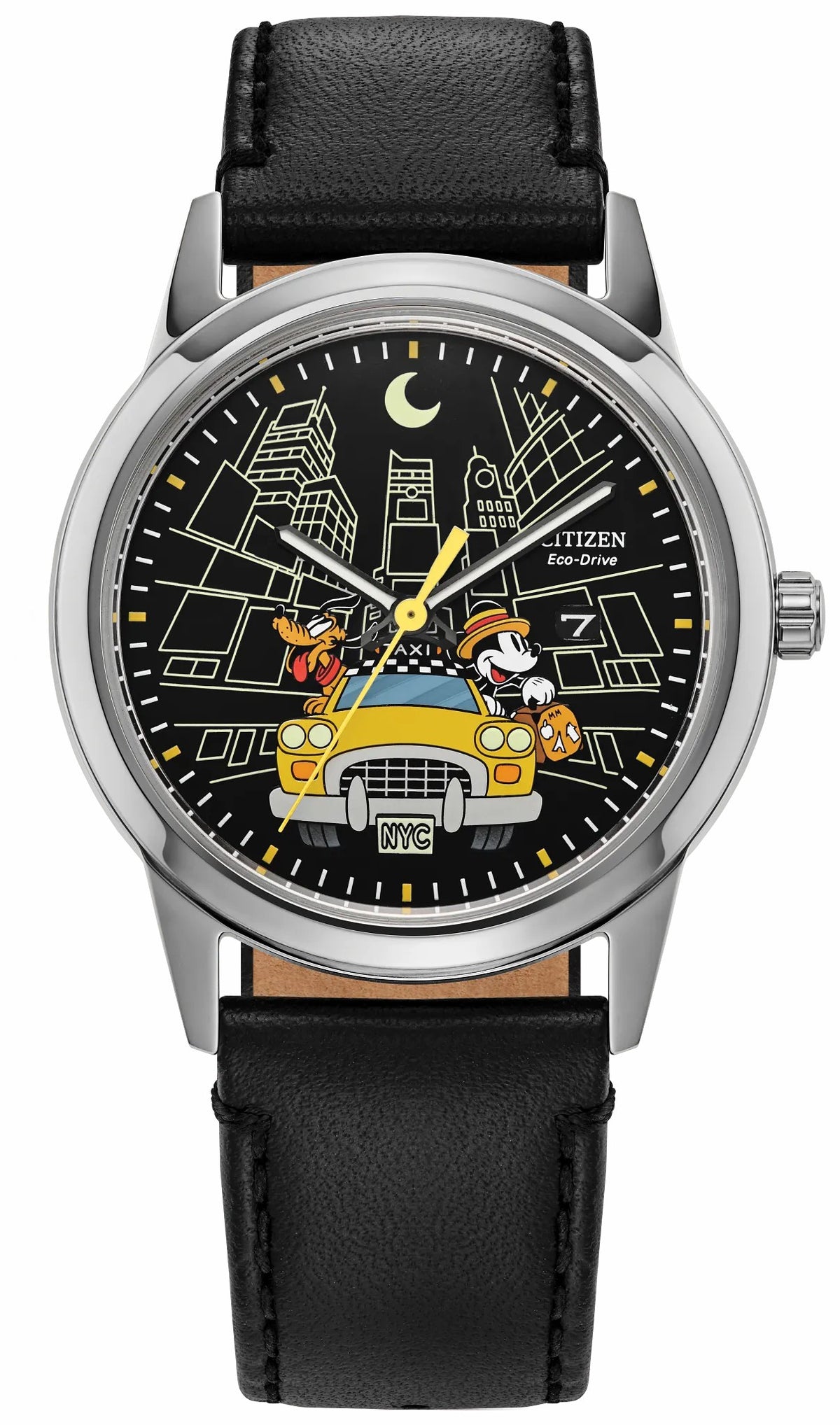 Citizen Trusted - Mickey Mouse & Pluto Take NYC Black Dial Leather Strap AW1860-01W