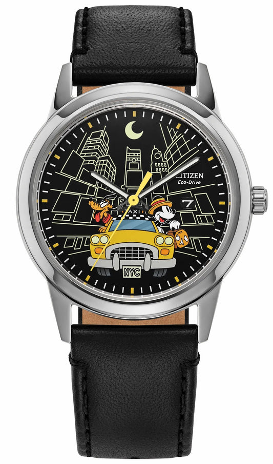 Citizen Trusted - Mickey Mouse & Pluto Take NYC Black Dial Leather Strap AW1860-01W