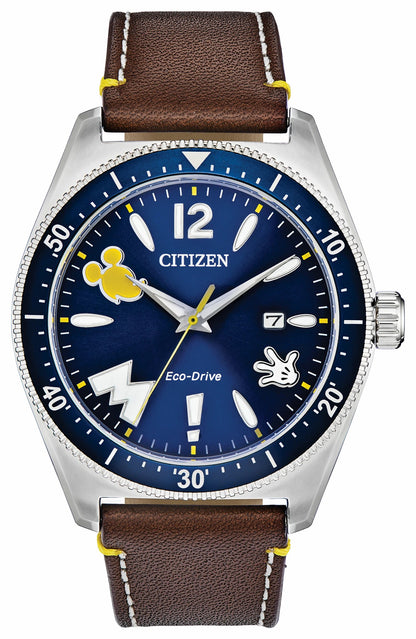 Citizen Smart Buy - Mickey Mouse Blue Dial Leather Strap AW1599-00W