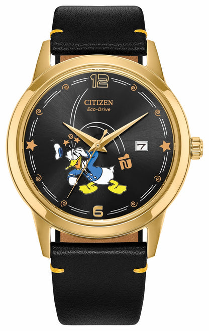 Citizen Special Offer - Donald Duck Seeing Stars Black Dial Leather Strap AW1789-04W
