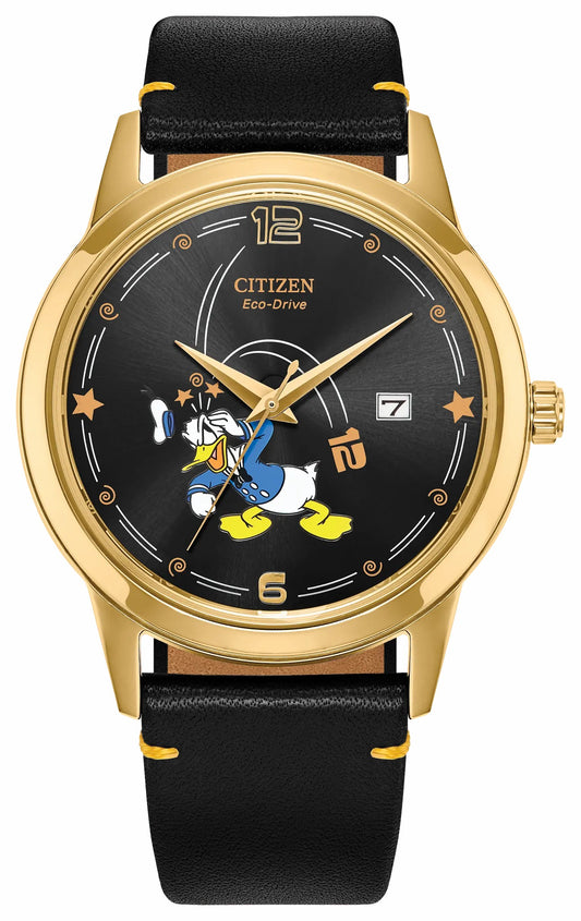 Citizen Special Offer - Donald Duck Seeing Stars Black Dial Leather Strap AW1789-04W