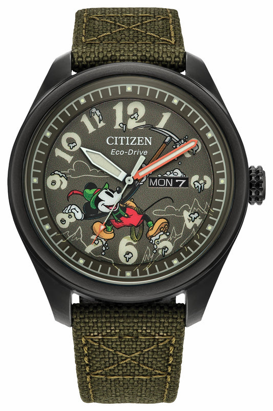Citizen Hot Sale - Alpine Mickey Mouse Green Dial CORDURA® Strap AW0148-47W