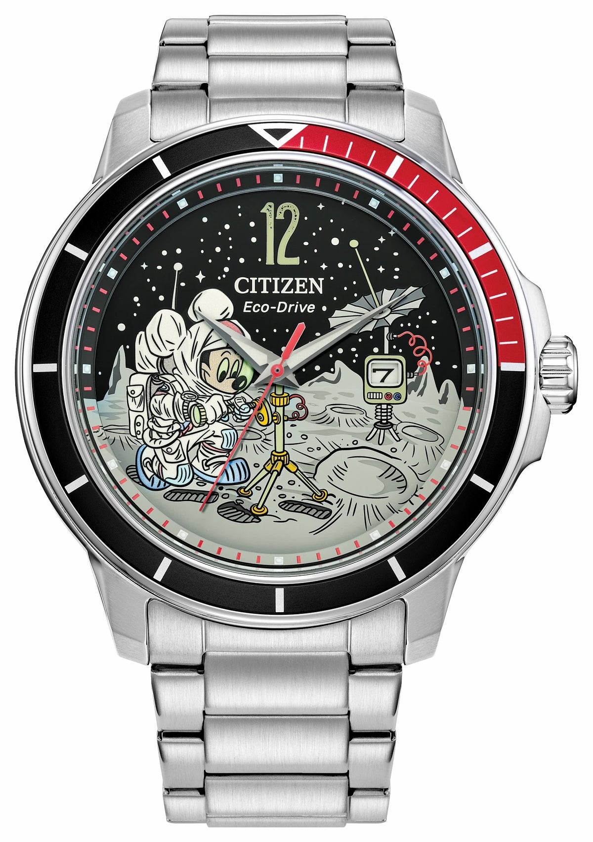Citizen Best Seller - Mickey Astronaut Black Dial Stainless Steel Bracelet AW1709-54W