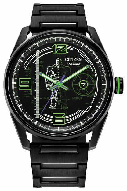 Citizen Value - Hulk, Green Goliath Black Dial Stainless Steel Bracelet BM7675-57W