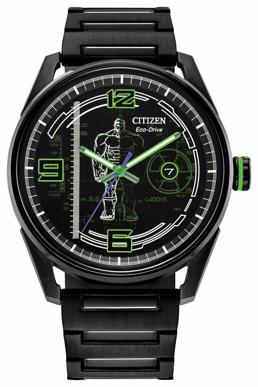 Citizen Value - Hulk, Green Goliath Black Dial Stainless Steel Bracelet BM7675-57W