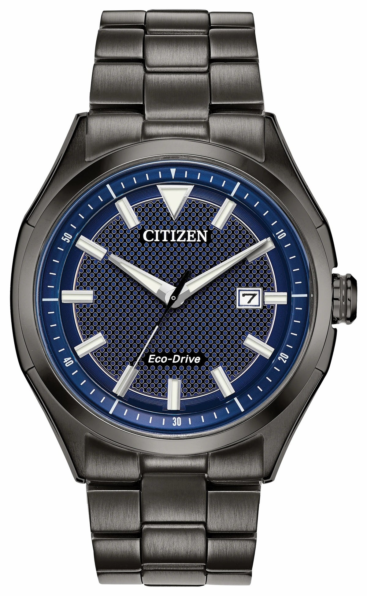 Citizen New - Citizen WDR Eco-Drive Black Blue Dial Stainless Steel Watch